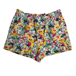 Loft Fruit Print Linen Blend Shorts Cherries Tropical Beach Size Large
